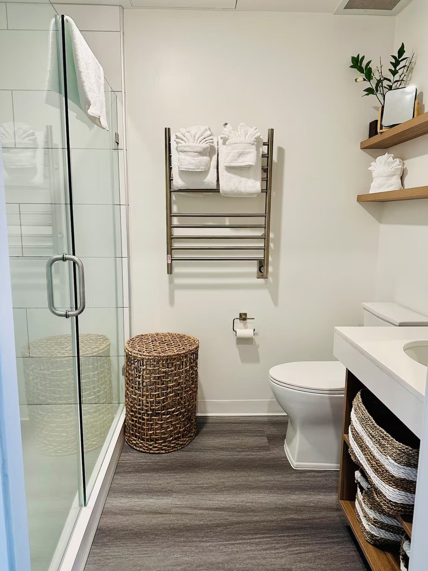 Clean modern bathroom with glass shower
